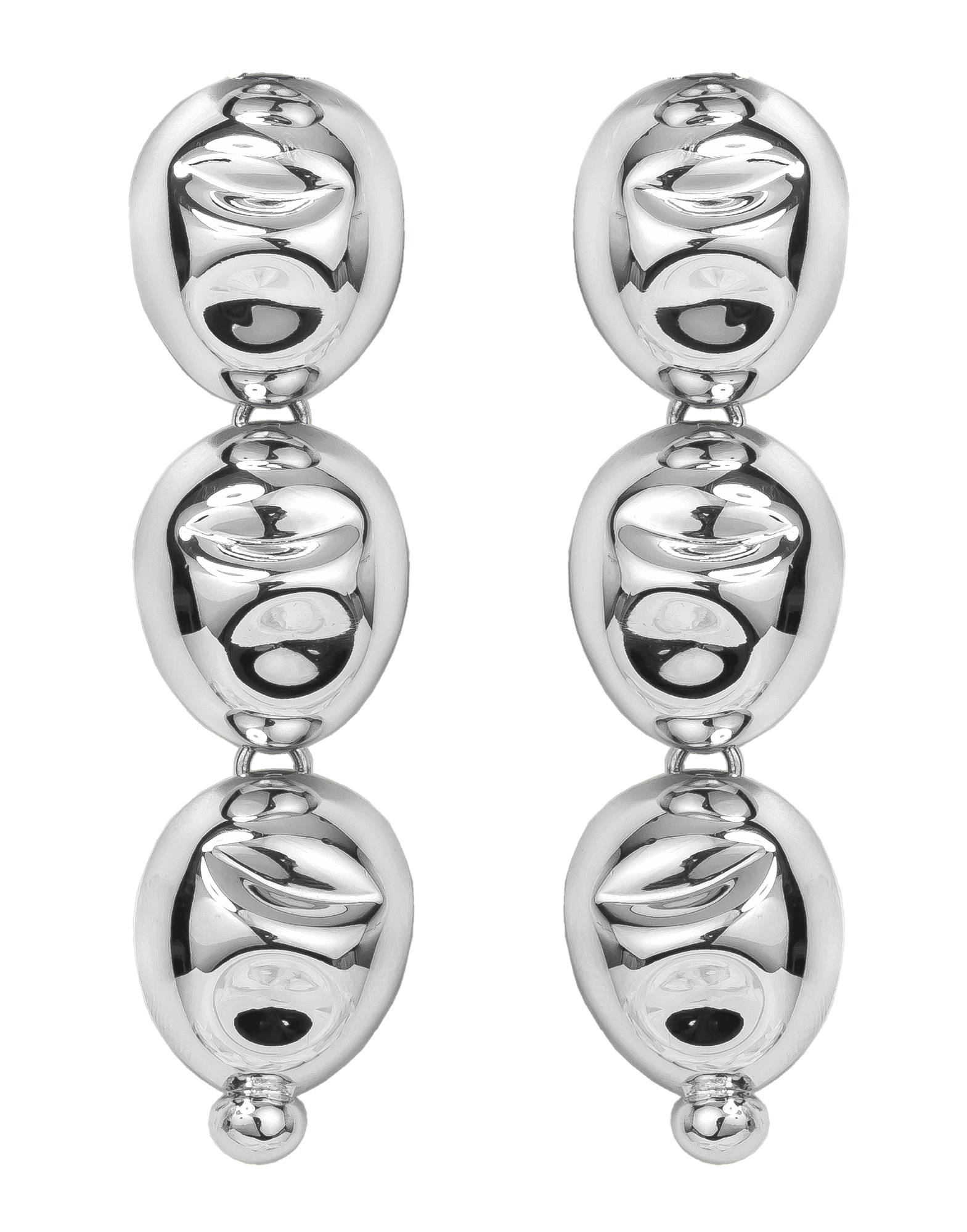 MONICA SORDO-Silver Puerto Three-Drop Earrings-SILVER