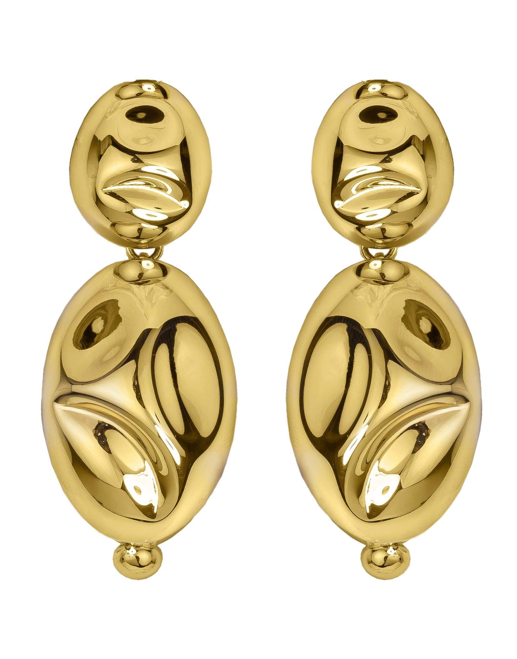 MONICA SORDO-Gold Puerto Two-Drop Earrings-YELLOW GOLD