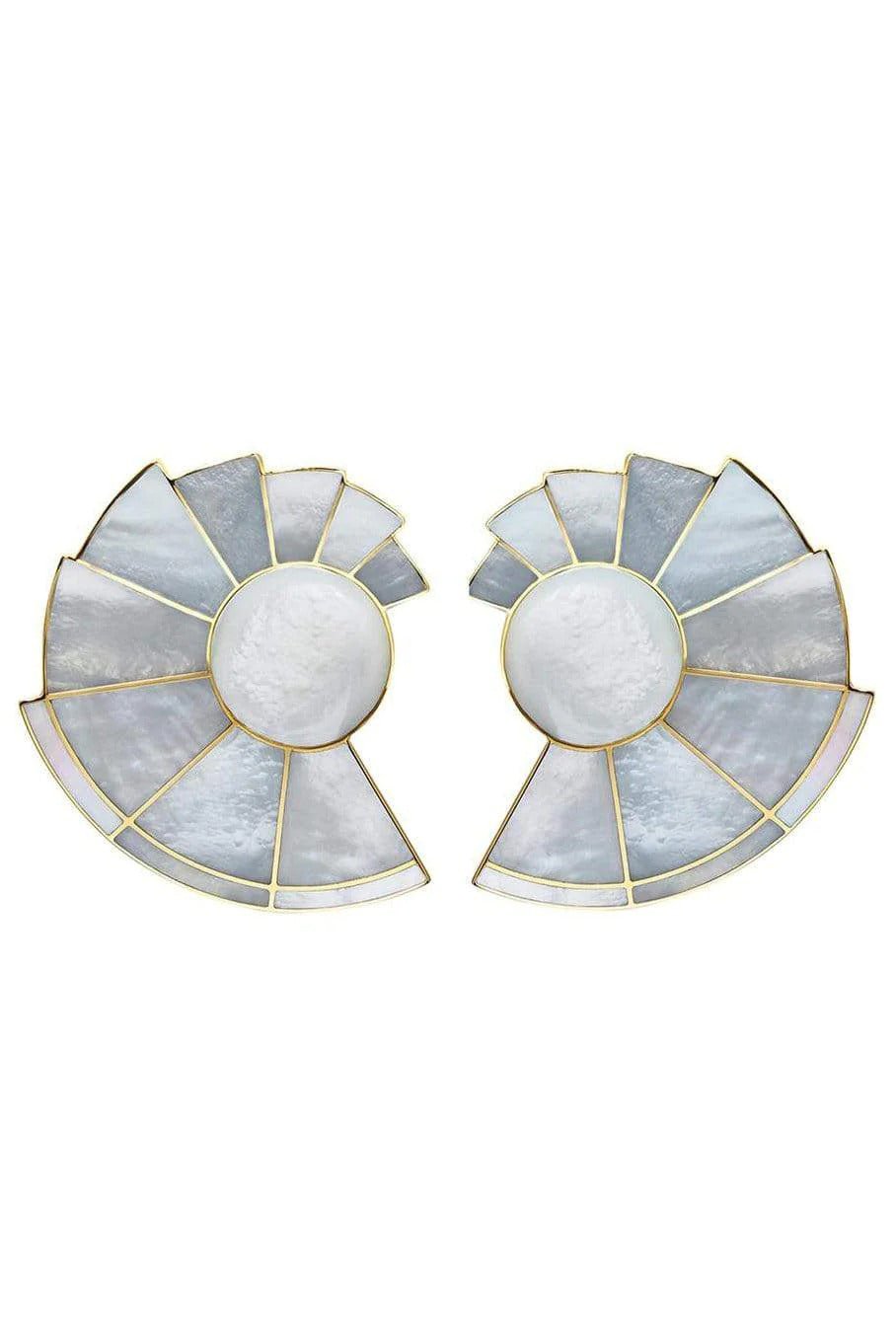 MONICA SORDO-Mother of Pearl Nautilus Ear-Fans-YELLOW GOLD