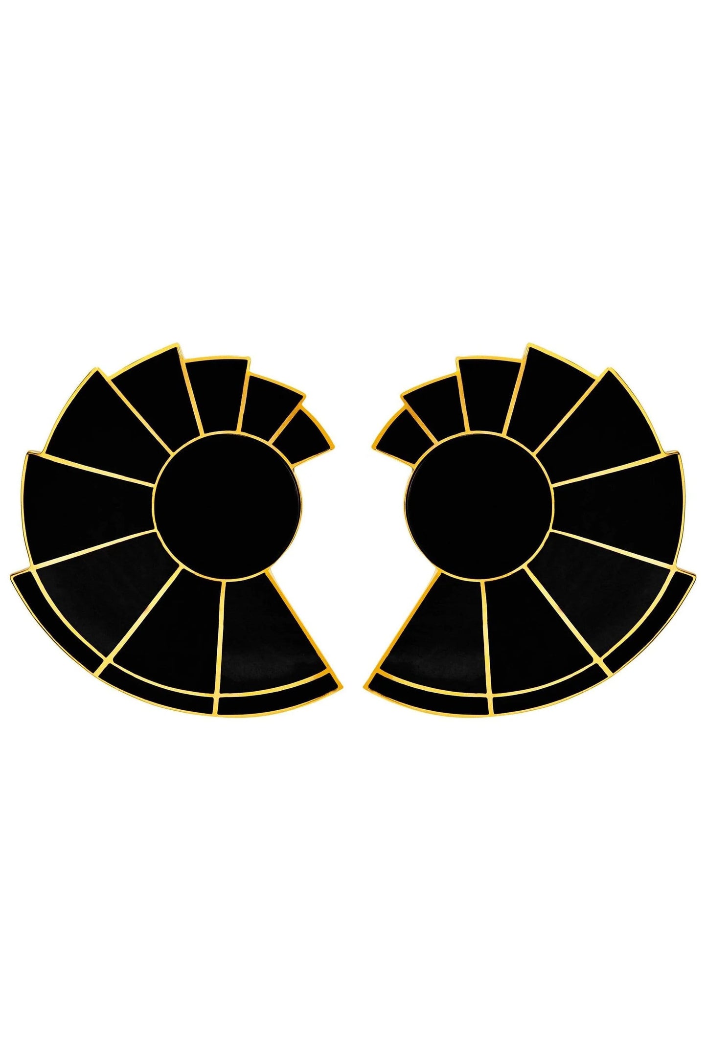 MONICA SORDO-Onyx Nautilus Ear-Fans-YELLOW GOLD