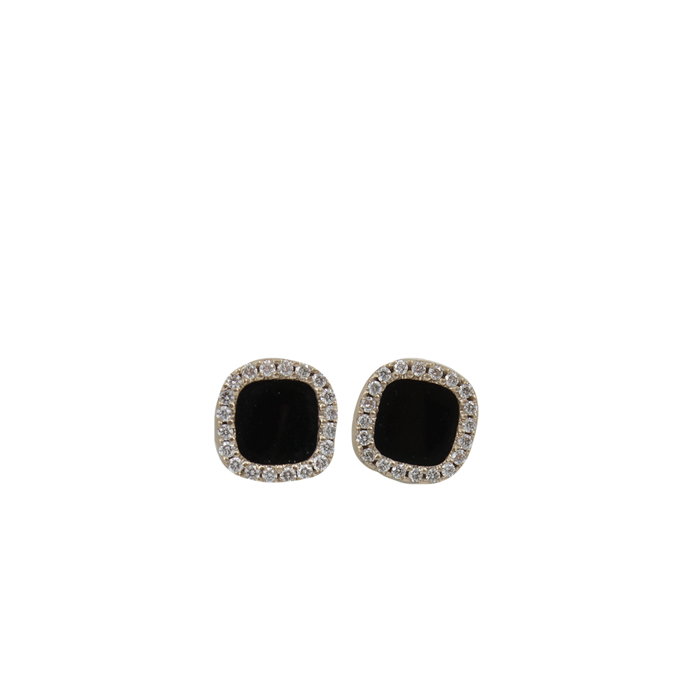 MONIQUE PEAN-Black Agate Stud Earrings-WHITE GOLD