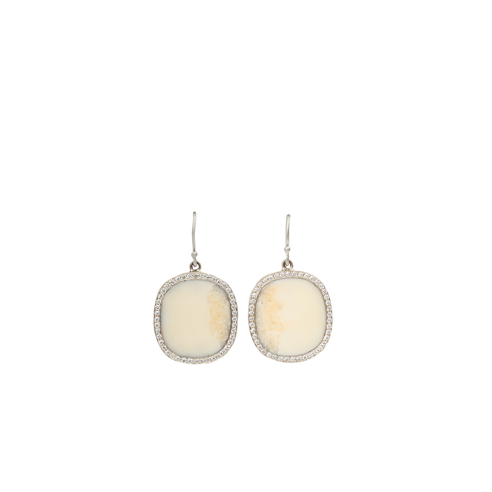 MONIQUE PEAN-Cream Fossilized Walrus Ivory Drop Earrings-WHITE GOLD