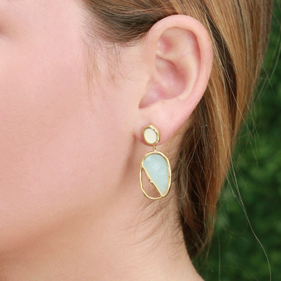 MONIQUE PEAN-Fossilized Woolly Mammoth Drop Earrings-YELLOW GOLD