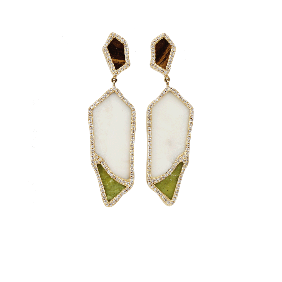 MONIQUE PEAN-Walrus Ivory And Serpentine Earrings-YELLOW GOLD