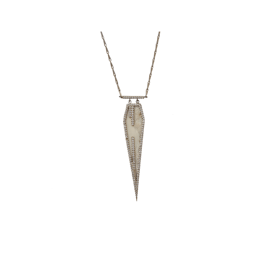 MONIQUE PEAN-Fossilized Walrus Pentagonal Necklace-WHITE GOLD