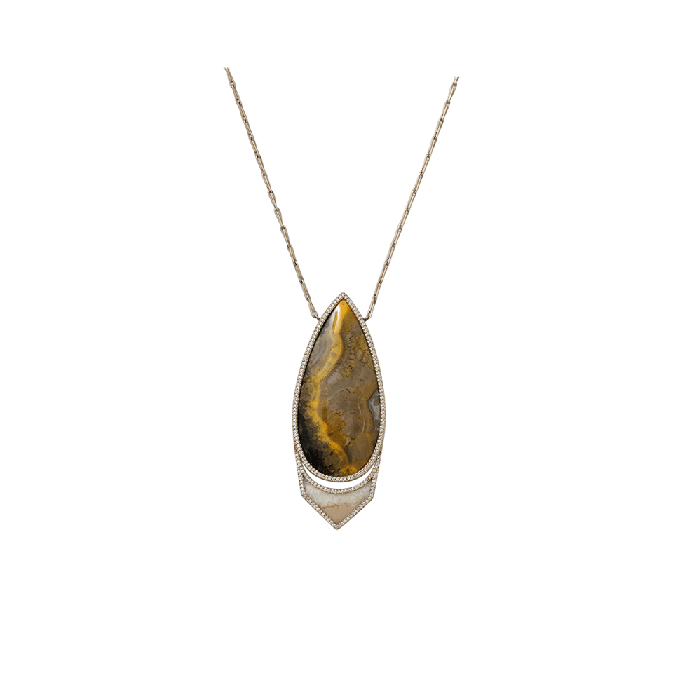 MONIQUE PEAN-Jasper And Walrus Ivory Necklace-WHITE GOLD