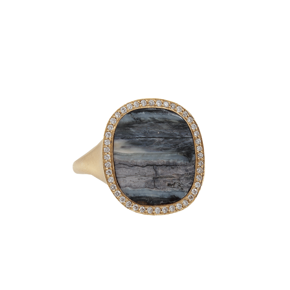 MONIQUE PEAN-Blue Fossilized Woolly Mammoth Ring-YELLOW GOLD