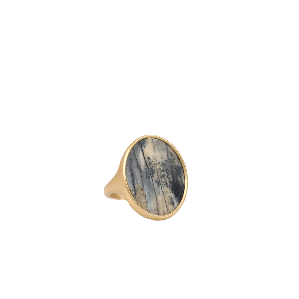 MONIQUE PEAN-Fossilized Woolly Mammoth Oval Ring-YELLOW GOLD