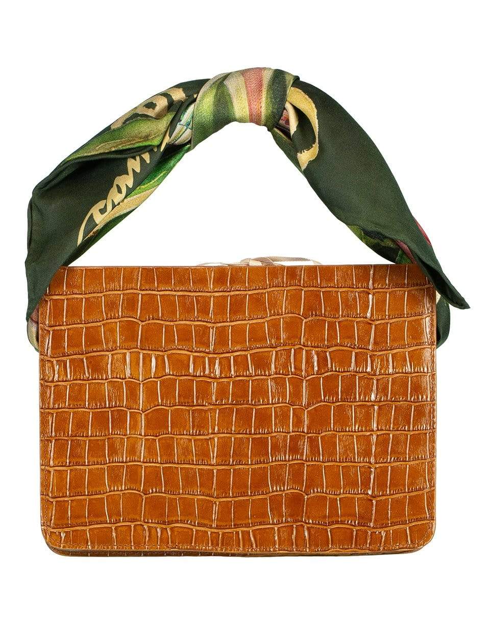MONTUNAS-Leather Guaria Scarf Handle Bag-COGNAC