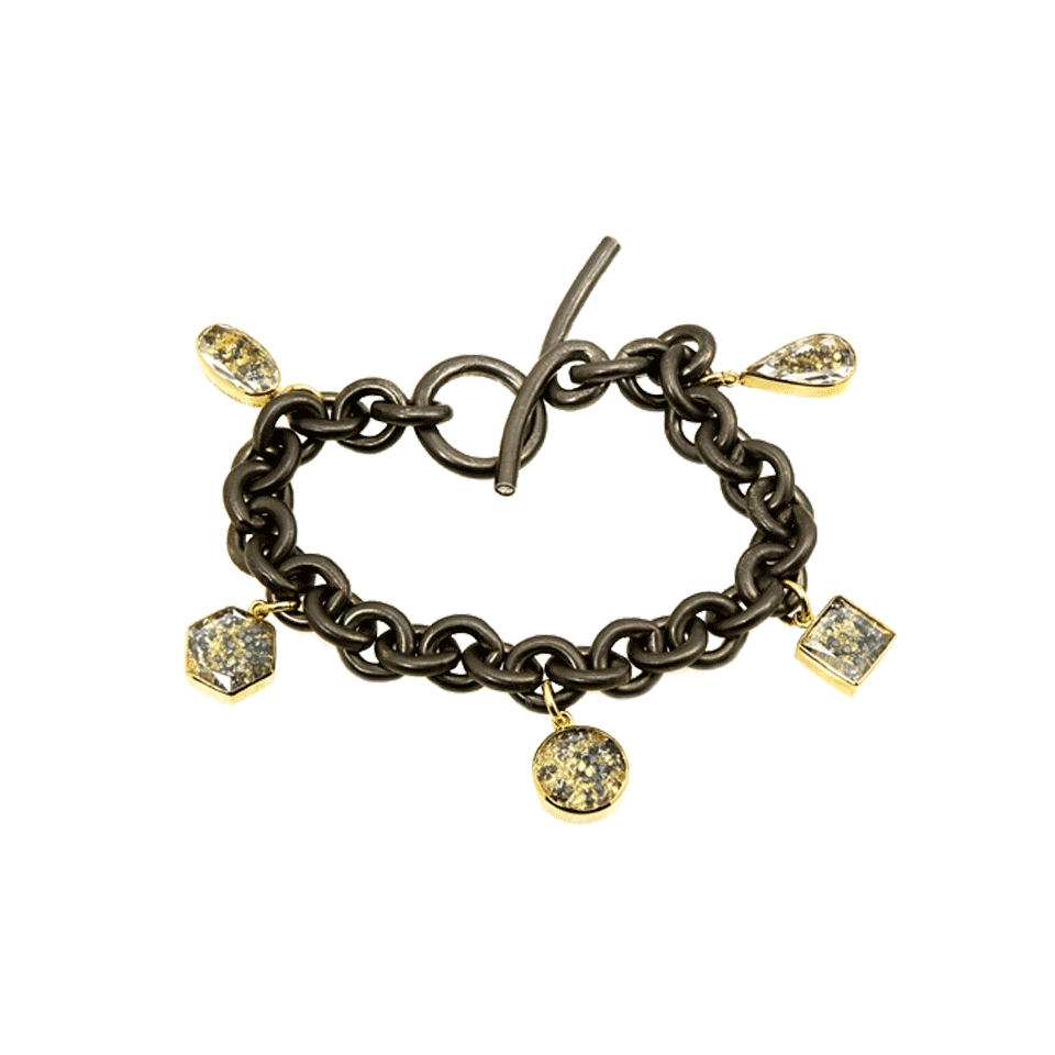 MORITZ GLIK-Diamond Capsule Charm Bracelet-BLACK/YG