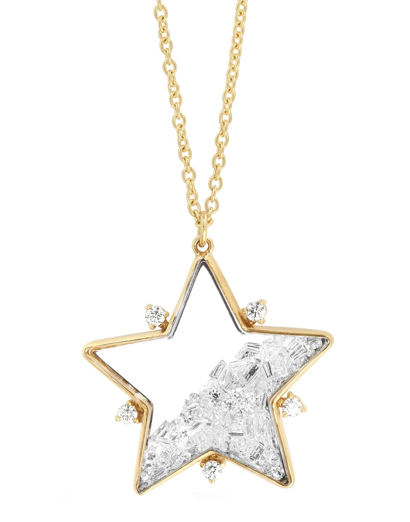 MORITZ GLIK-Diamond Shaker Star Pendant Necklace-ROSE GOLD