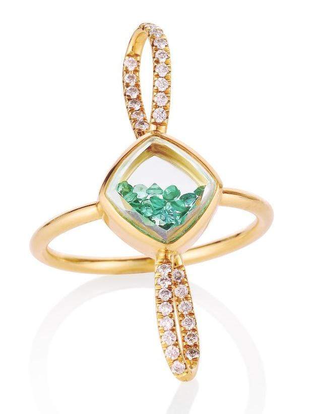MORITZ GLIK-Laço Emerald Shaker Ring-YELLOW GOLD