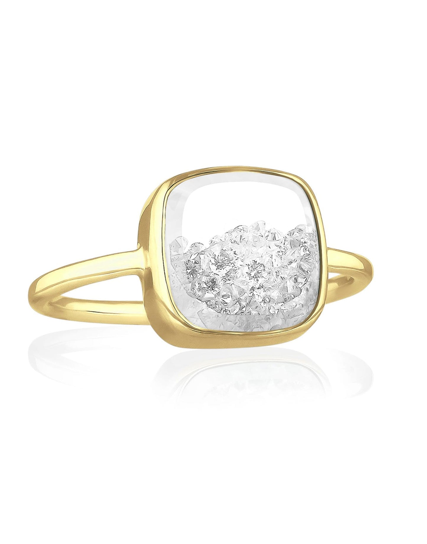MORITZ GLIK-Square Diamond Shaker Ring - Yellow Gold-YELLOW GOLD