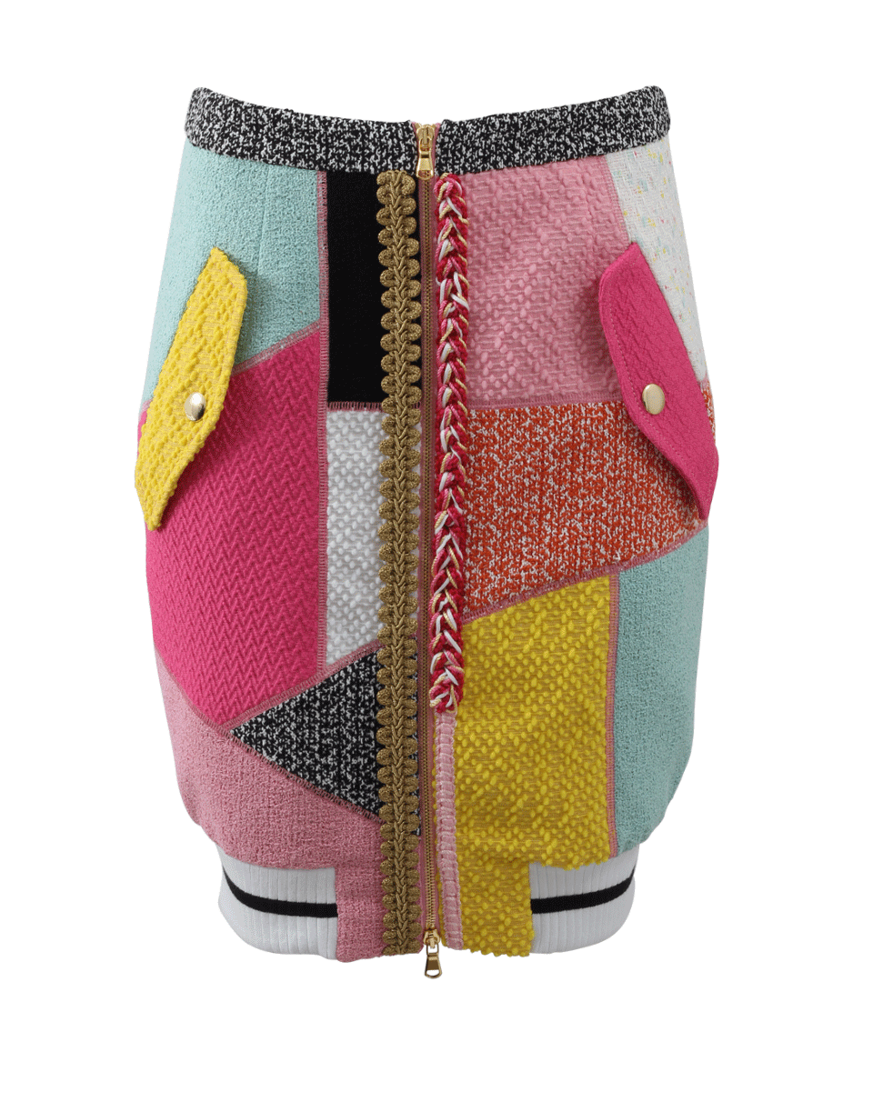MOSCHINO-Patchwork Tweed Pencil Skirt-