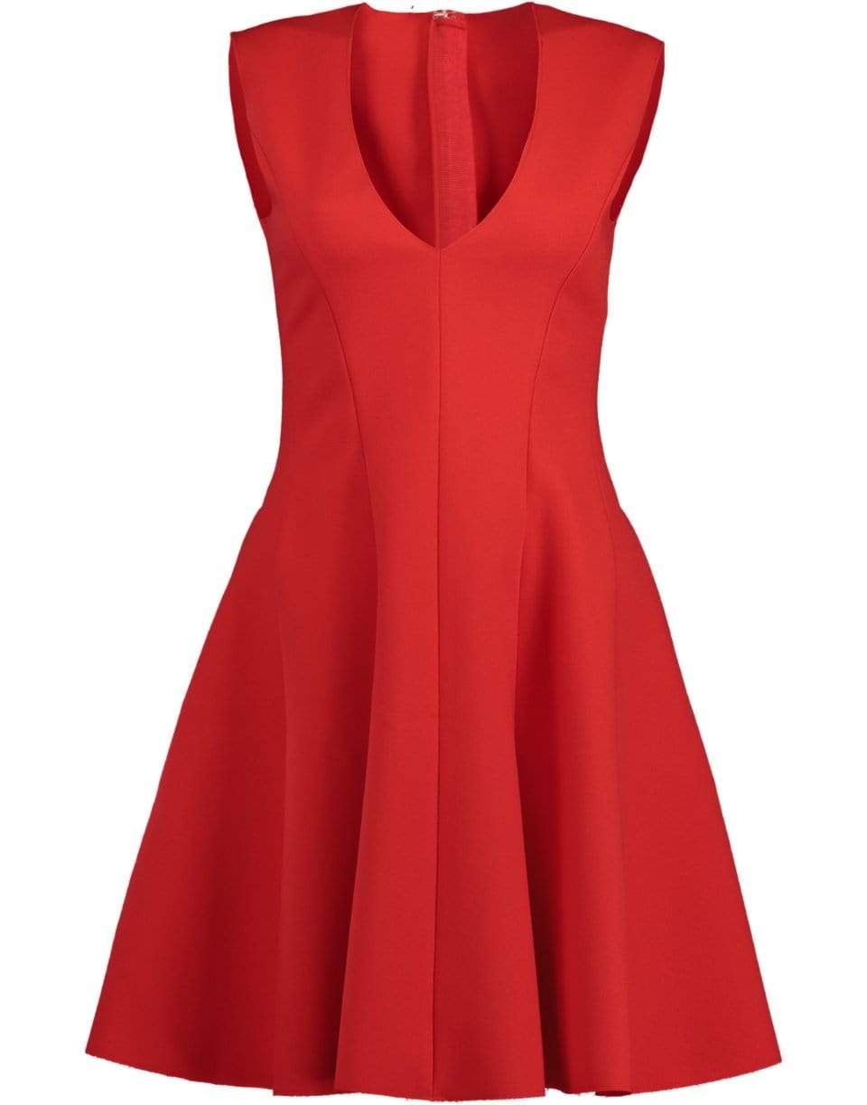 MSGM-Red Fit & Flare Dress-
