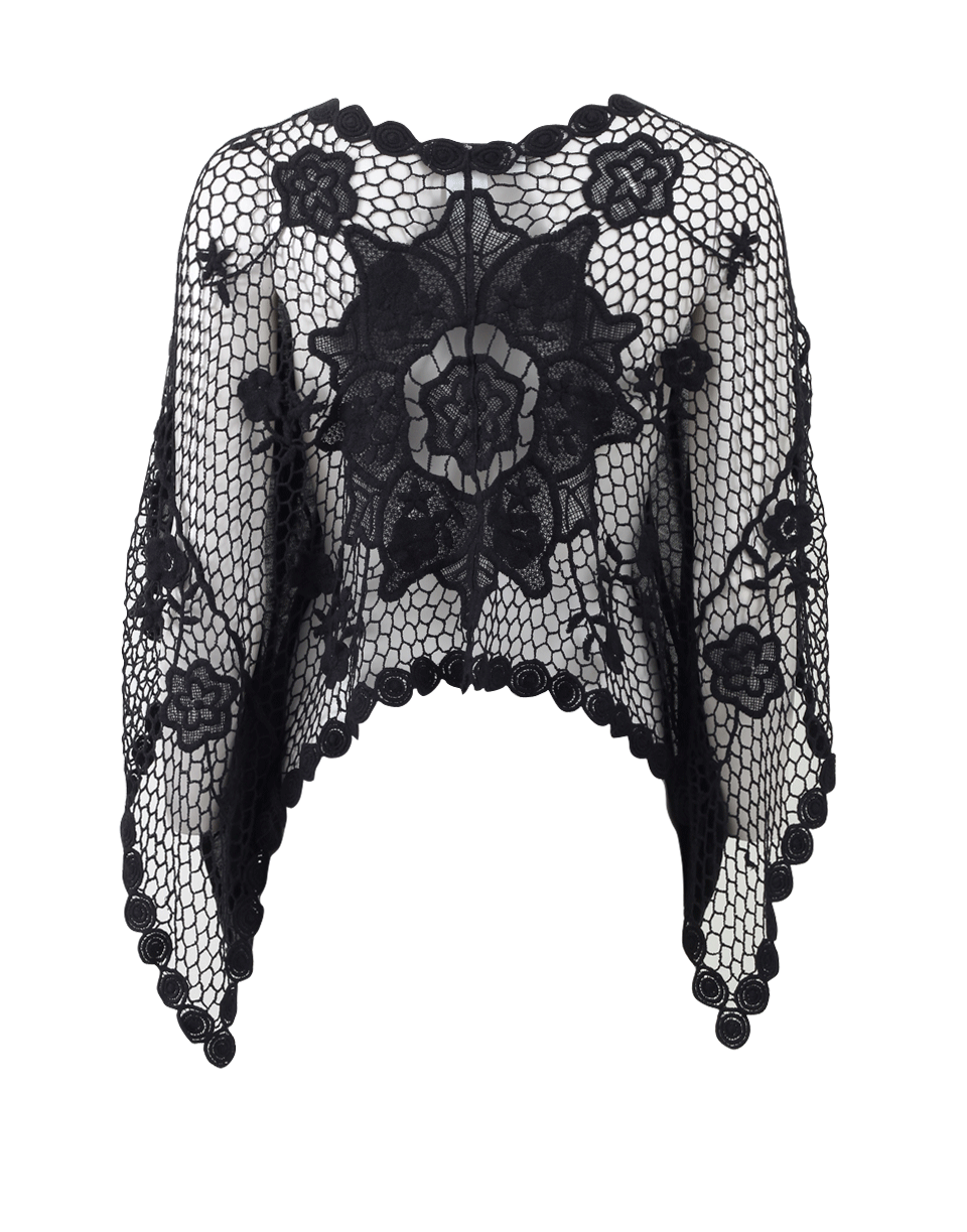 MUCHE ET MUCHETTE-Crochet Knit Poncho-BLACK