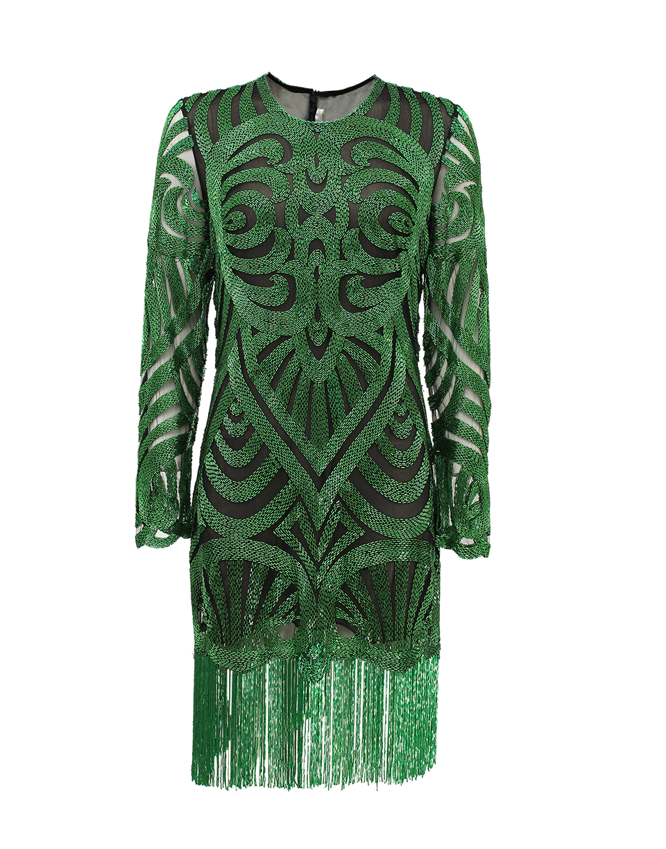 Long Sleeve Swirl Bead Dress CLOTHINGDRESSEVENING NAEEM KHAN   