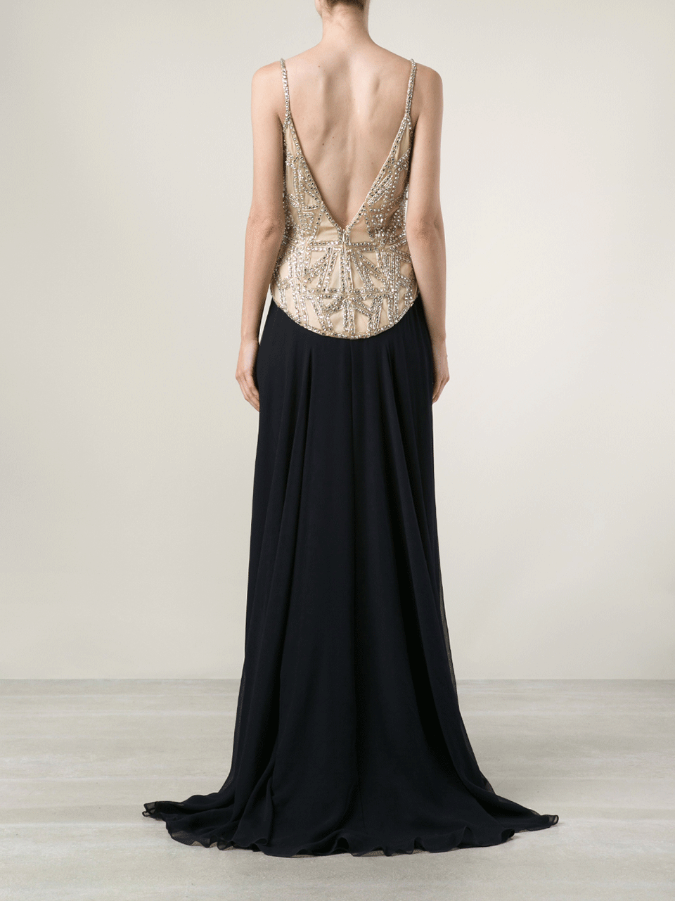 NAEEM KHAN-Embellished Top Gown-BLACK