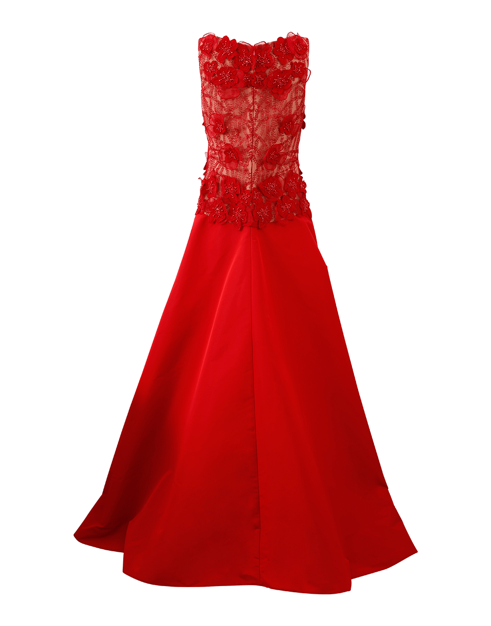NAEEM KHAN-Beaded Taffeta Gown-RED