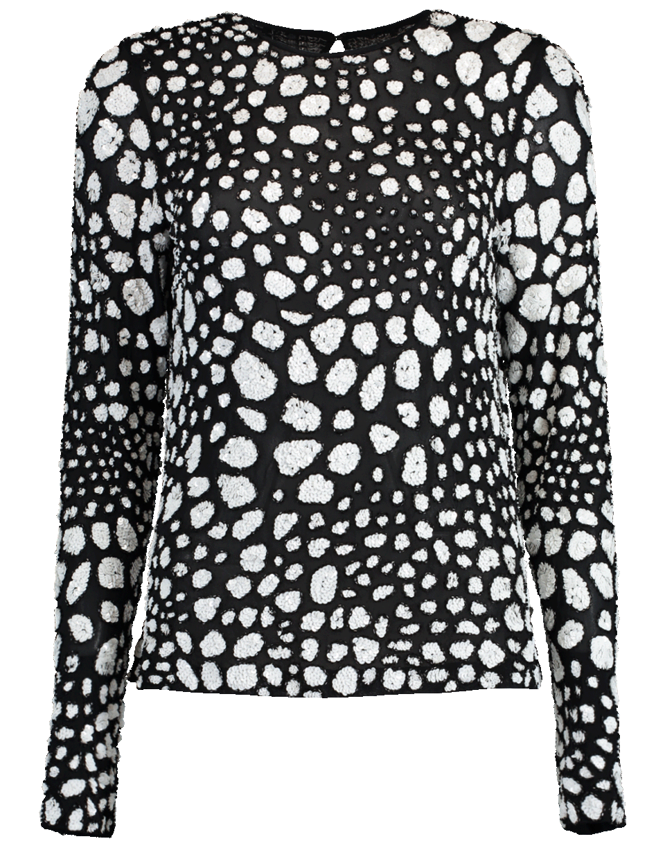 NAEEM KHAN-Sequin Dot Print Top-BLK/WHT