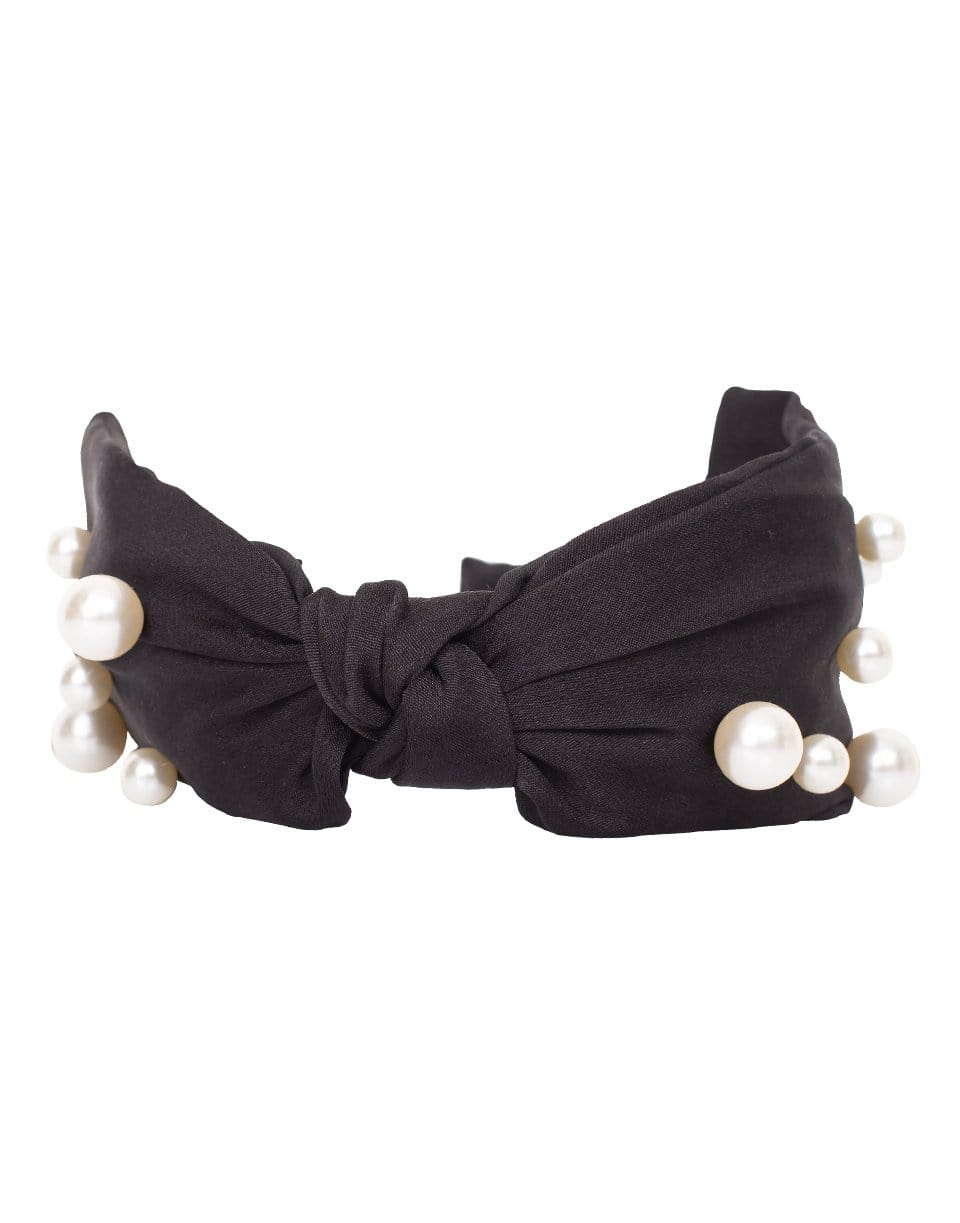NAHMU-Knotted Headband with Pearls-BLACK