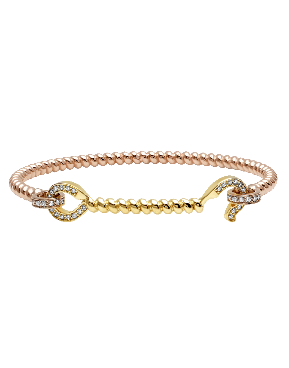 NANCY NEWBERG-Diamond Hook Mixed Gold Twist Bracelet-ROSE GOLD