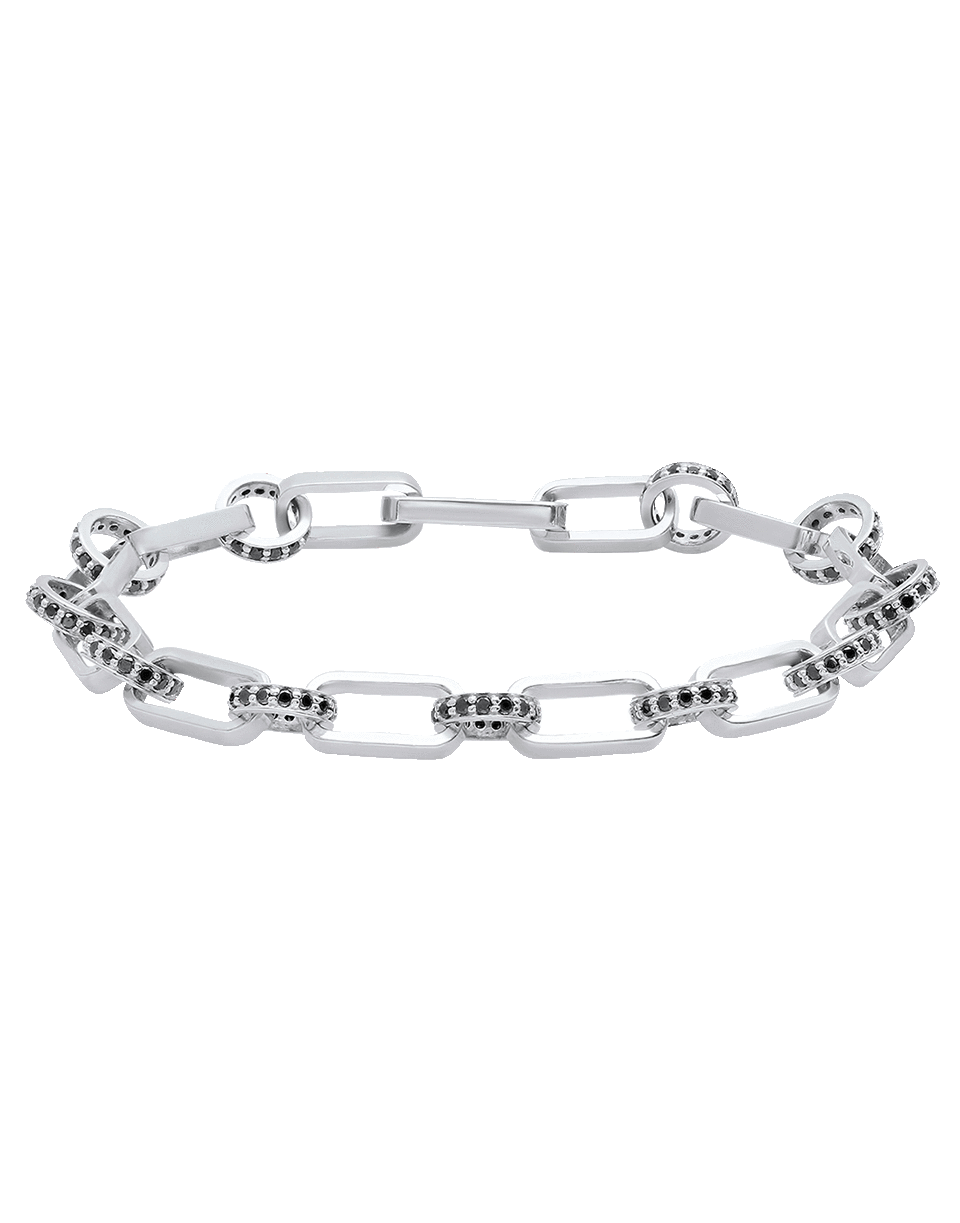 NANCY NEWBERG-Black Diamond Oval Link Bracelet-SILVER