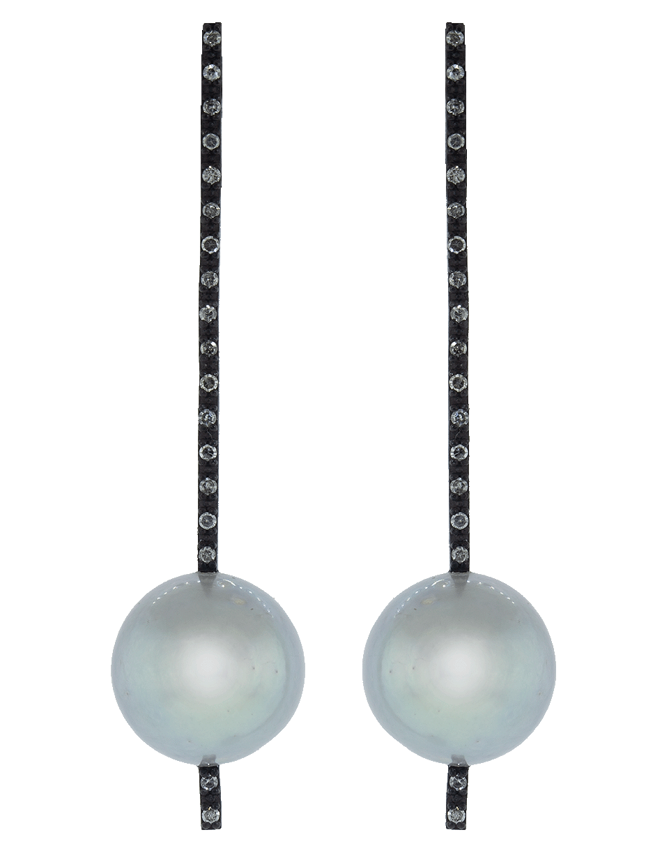 NANCY NEWBERG-Pearl And Diamond Stick Earrings-SILVER