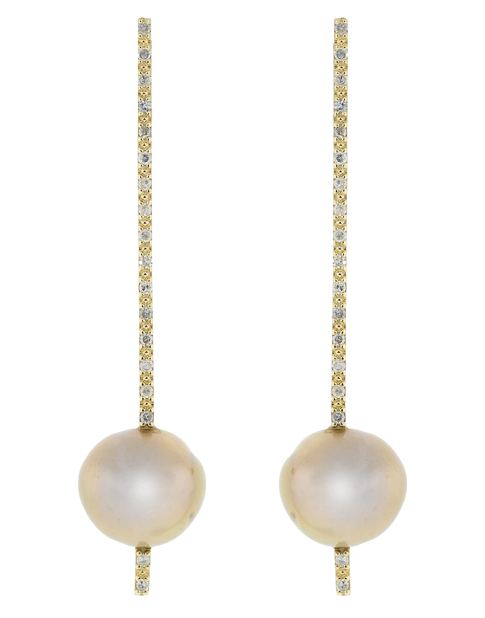 NANCY NEWBERG-Diamond and Pearl Earrings-YELLOW GOLD