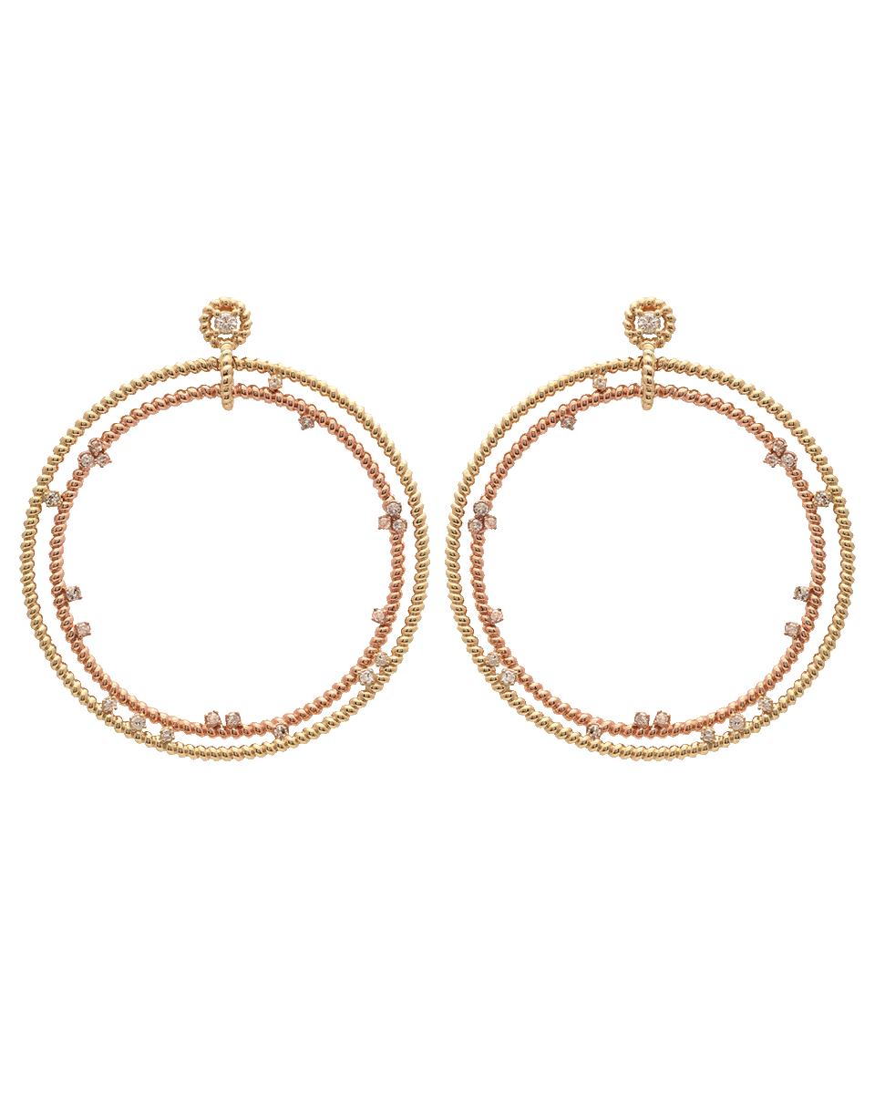 NANCY NEWBERG-Double Floating Diamond Hoop Earrings-YELLOW GOLD