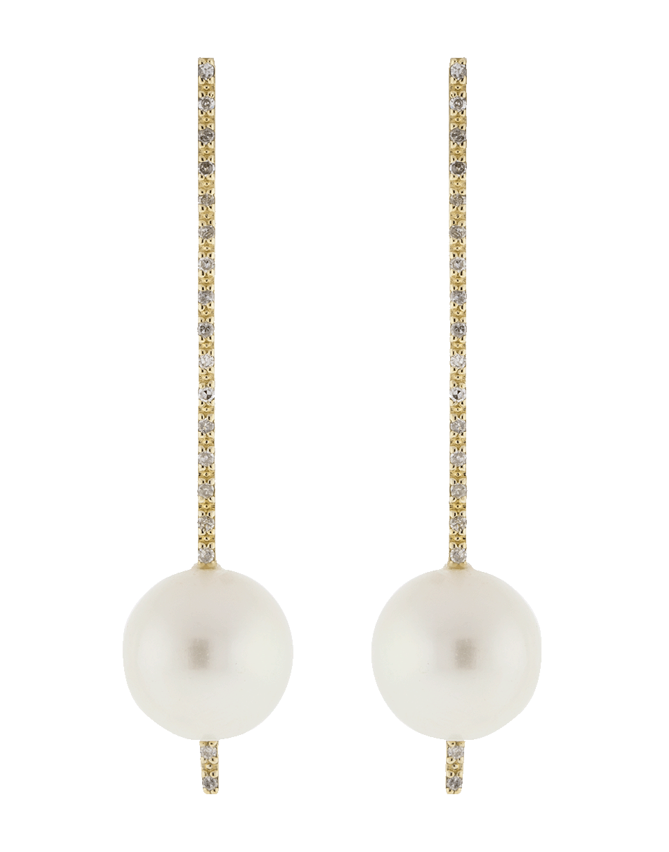 NANCY NEWBERG-Pearl And Diamond Stick Earrings-YELLOW GOLD