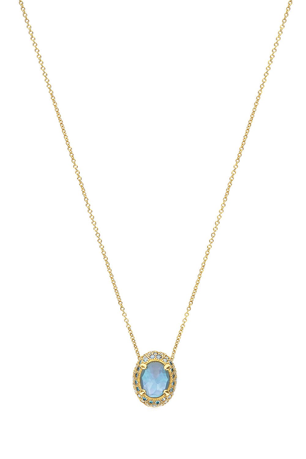 NANIS-Reverse Swiss Blue Topaz Pendant Necklace-YELLOW GOLD