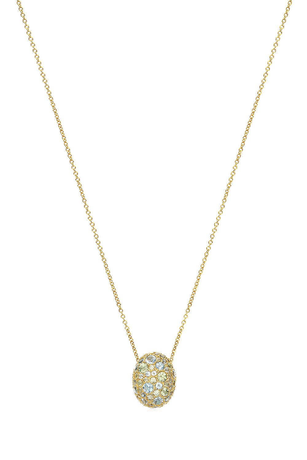 NANIS-Reverse Swiss Blue Topaz Pendant Necklace-YELLOW GOLD