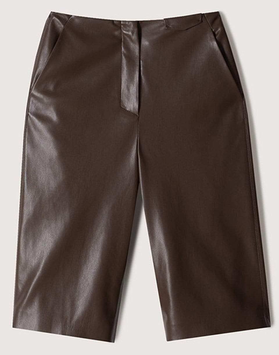 NANUSHKA-Dark Brown Vegan Leather Tazo Long Short-