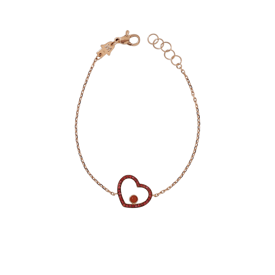 NETALI NISSIM-Amore Red Sapphire Mini Heart Bracelet-ROSE GOLD
