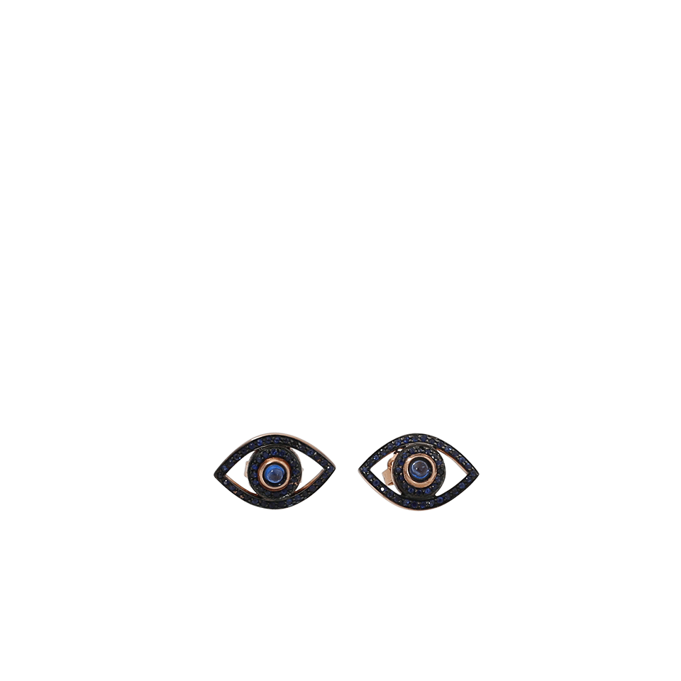 NETALI NISSIM-Blue Sapphire And Onyx Mini Eye Earrings-ROSE GOLD