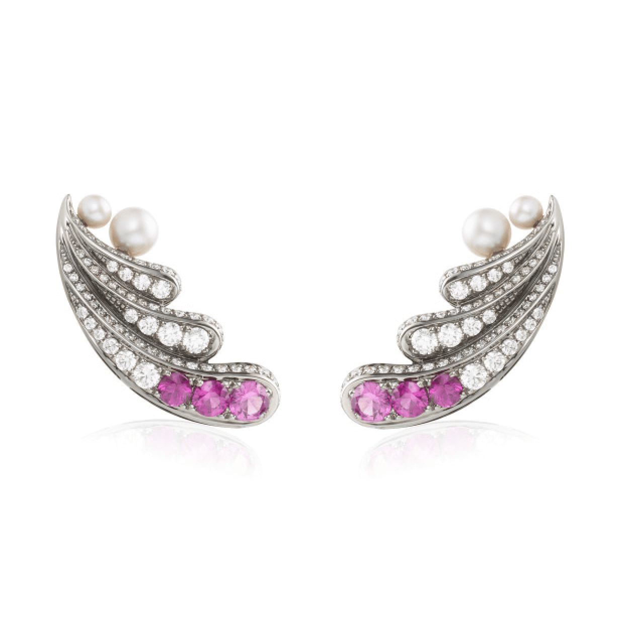 NICHOLAS LIU-Amara Pink Sapphire Earrings-WHITE GOLD