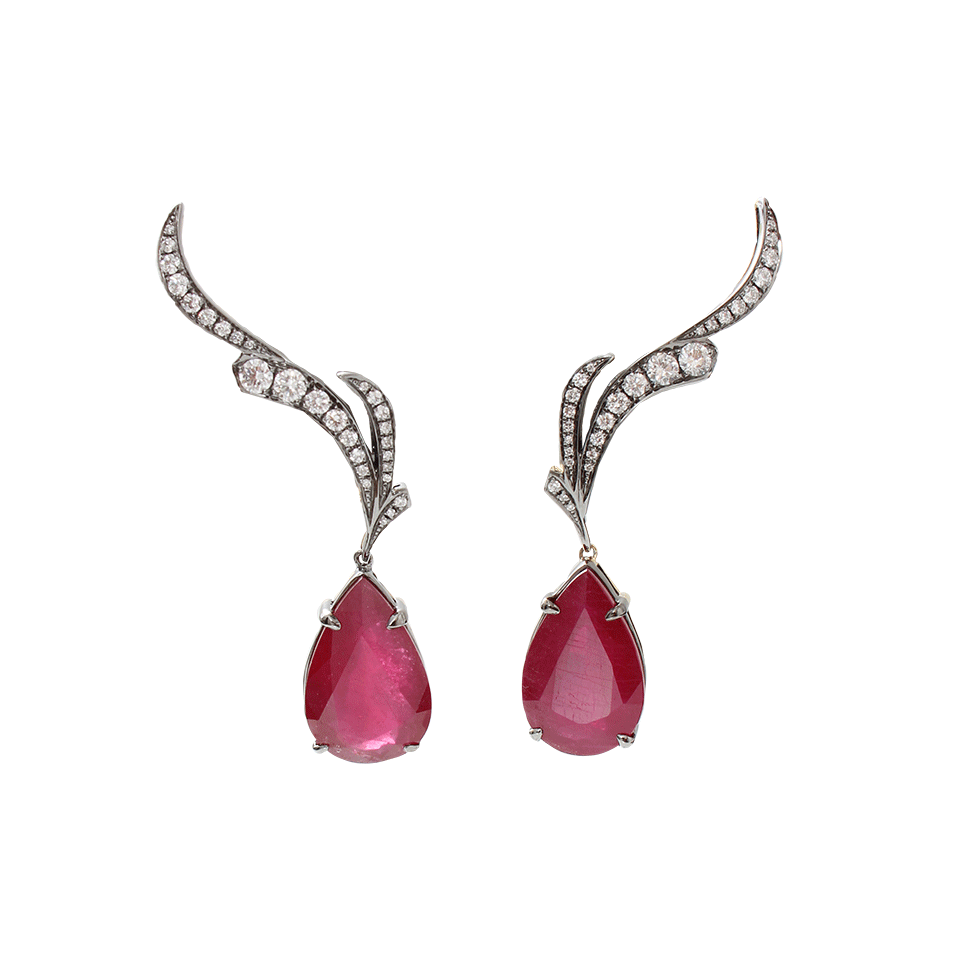 NICHOLAS LIU-Gia African Ruby Earrings-WHITE GOLD