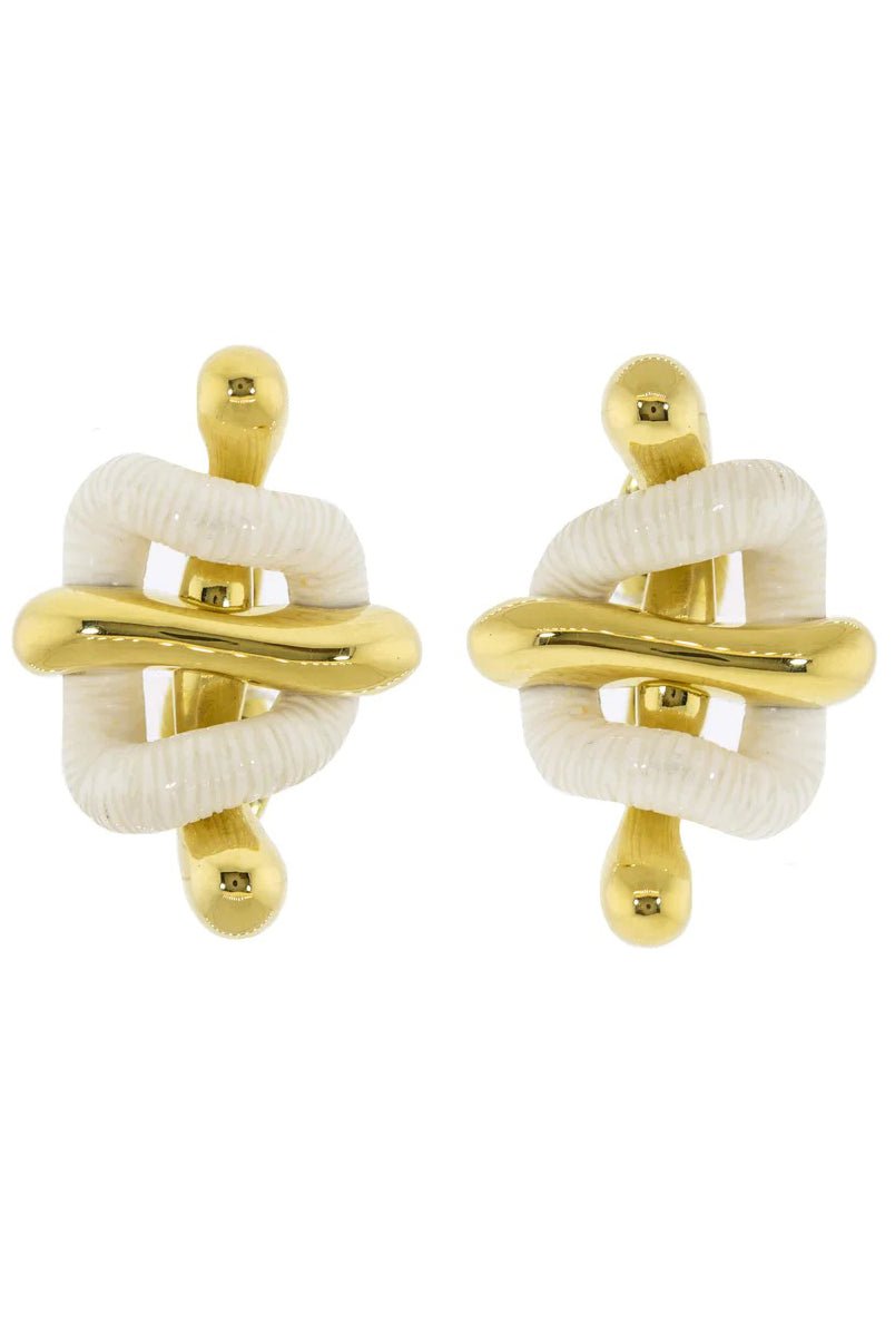 NICHOLAS VARNEY-Carved Cocholong Ribbon Earrings-YELLOW GOLD