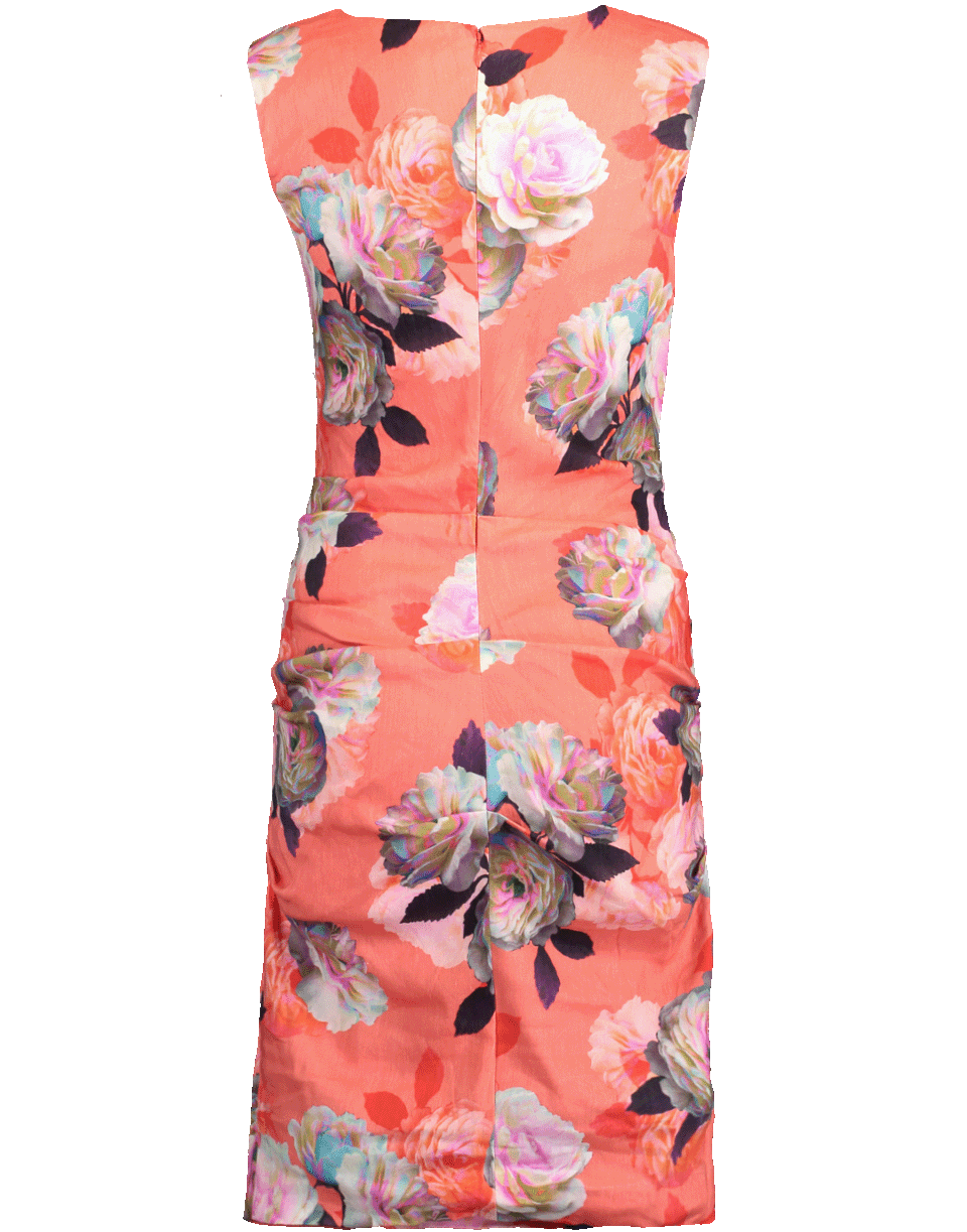 NICOLE MILLER-Confetti Flower Asymmetrical Ruched Dress-
