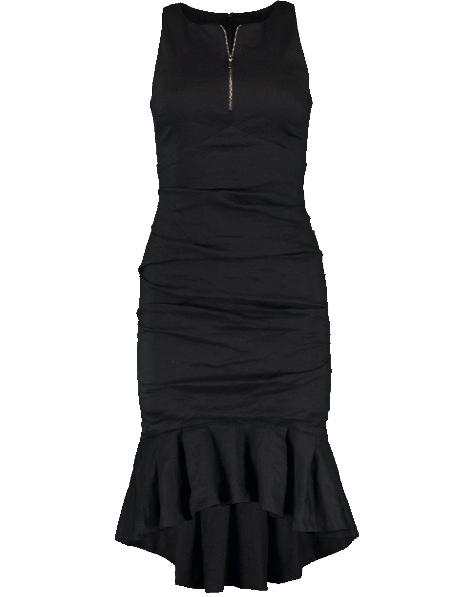 Cotton Metal Zip Ruffle Hem Dress CLOTHINGDRESSCASUAL NICOLE MILLER   