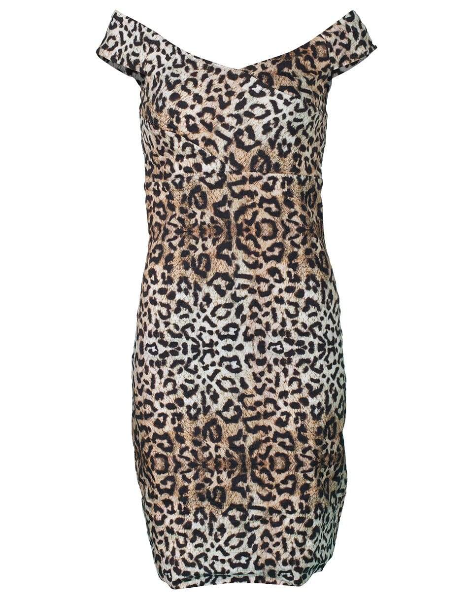 NICOLE MILLER-Leopard Off Shoulder Dress-