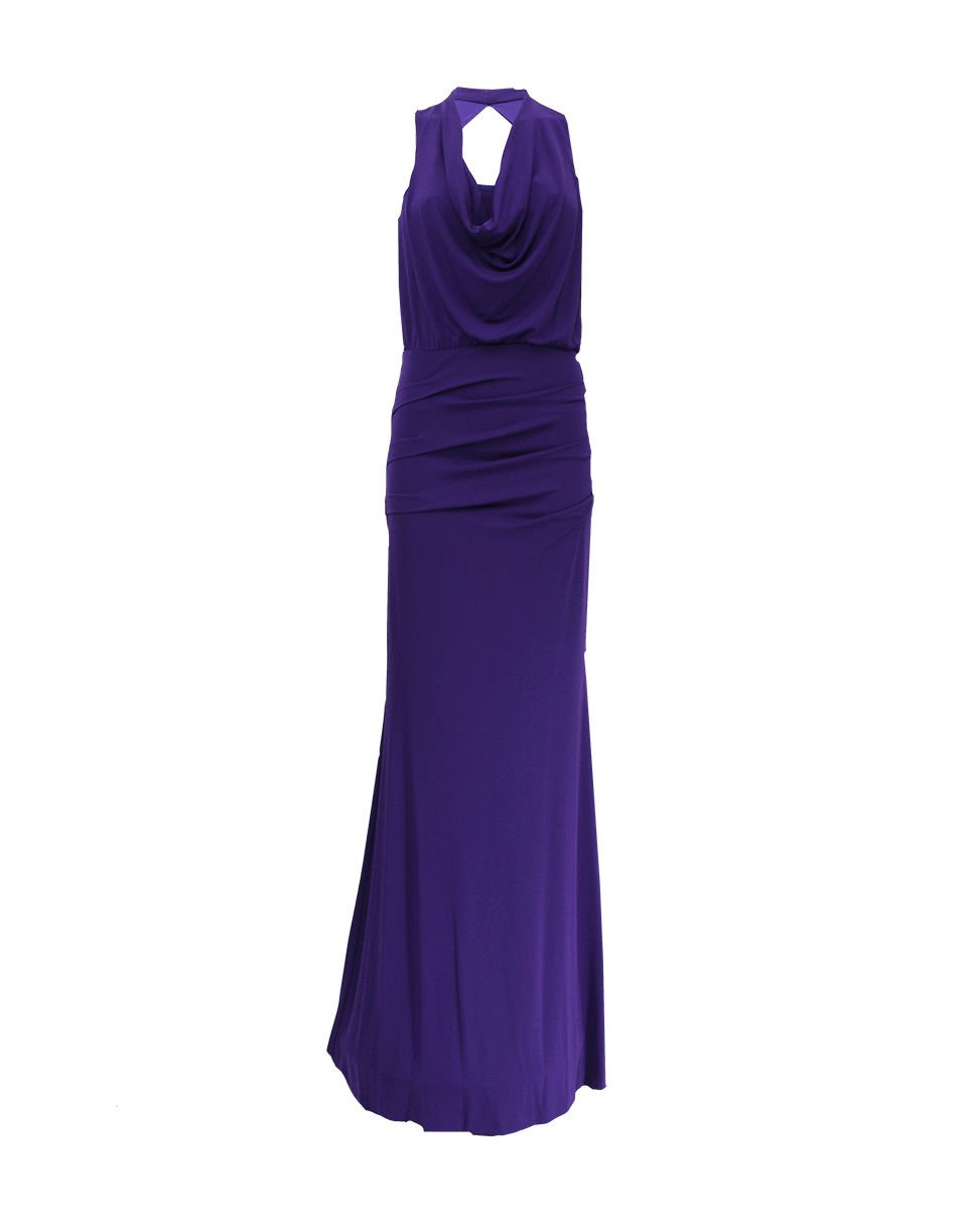 NICOLE MILLER-Matte Jersey Cowl Neck Dress-PURPLE