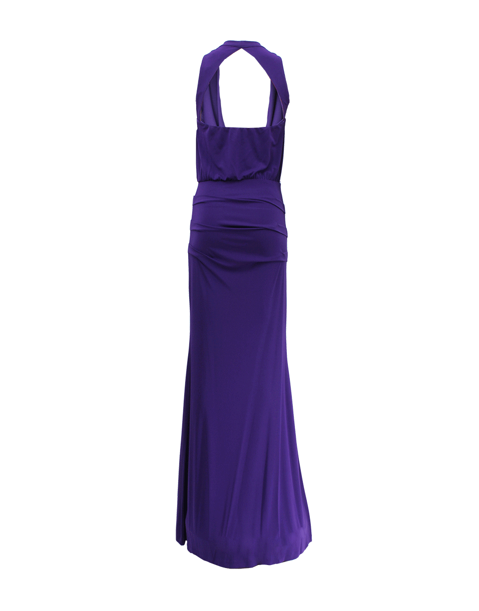 NICOLE MILLER-Matte Jersey Cowl Neck Dress-PURPLE