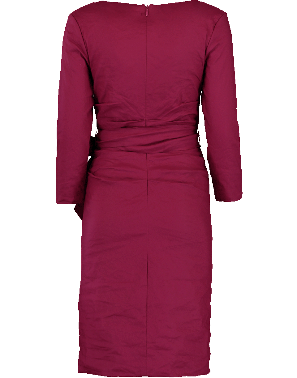 NICOLE MILLER-Solid Cotton Metal Wrap Dress-