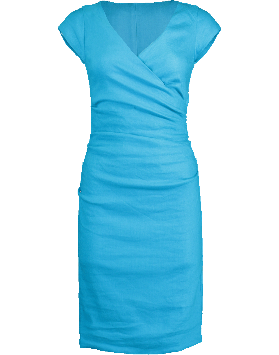 NICOLE MILLER-Stretch Linen Wrap Dress-