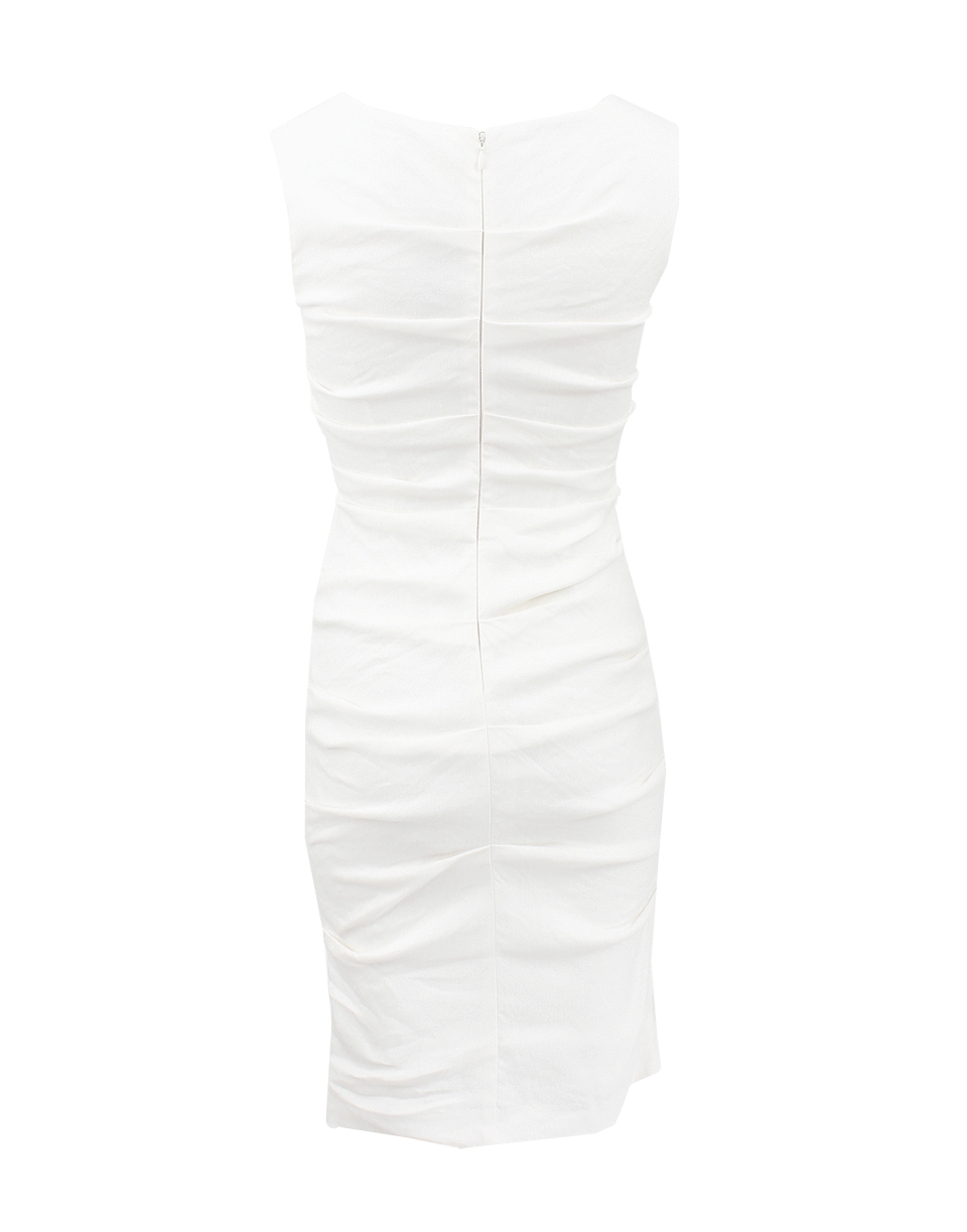 NICOLE MILLER-Lauren Linen Stretch Dress-WHITE