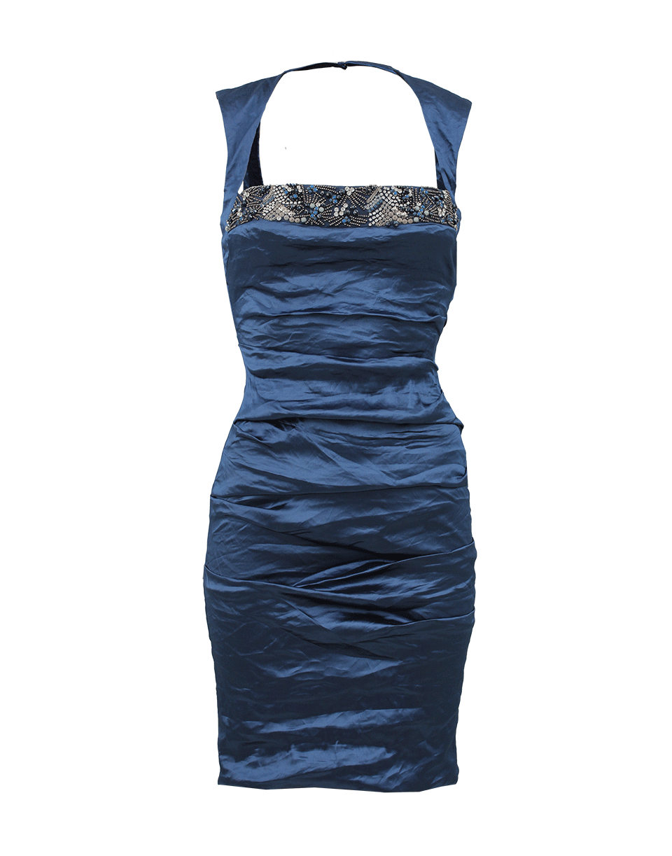 NICOLE MILLER-Techno Beaded Front Tank Dress-OCEAN