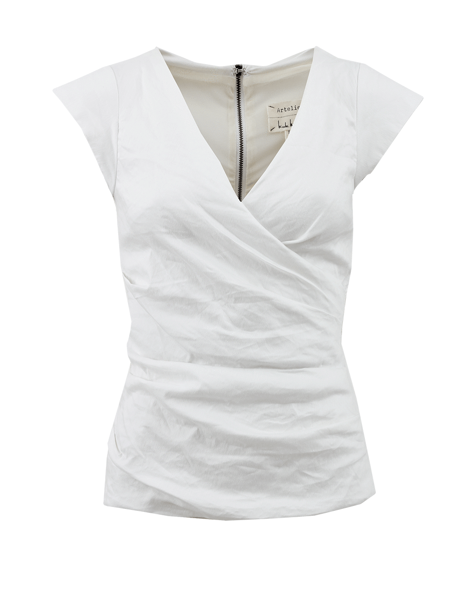 V-Neck Ruch Top With Back Zip CLOTHINGTOPMISC NICOLE MILLER   