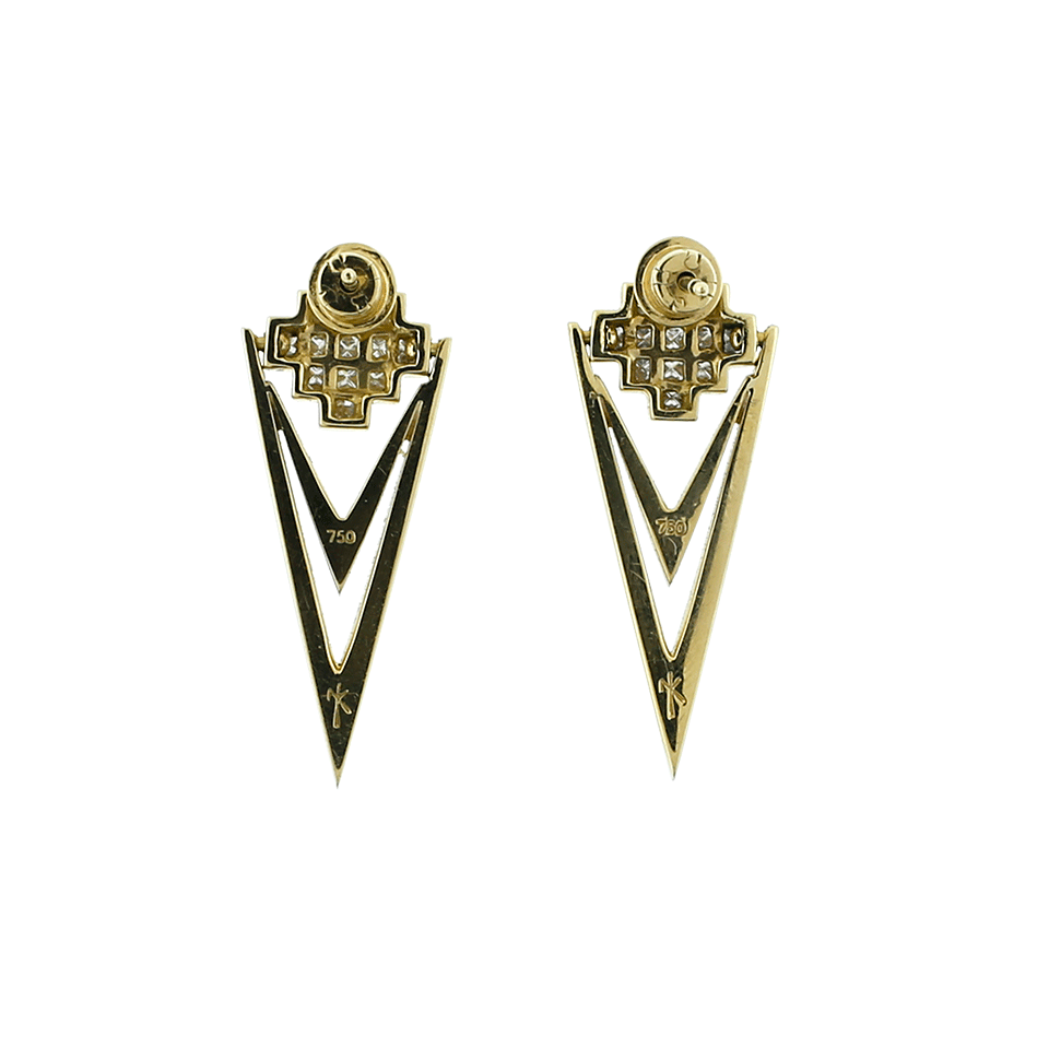 NIKOS KOULIS-Diamond V Earrings-YELLOW GOLD